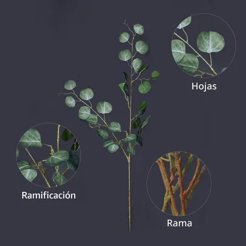Vista 8 de Melorca&Guilla Plantas Artificiales, 6PCS Tallos de Eucalipto Sintético de 43.3" Ramas Falsas para Jarrón, Tallos de Vegetación para Tienda Jardín