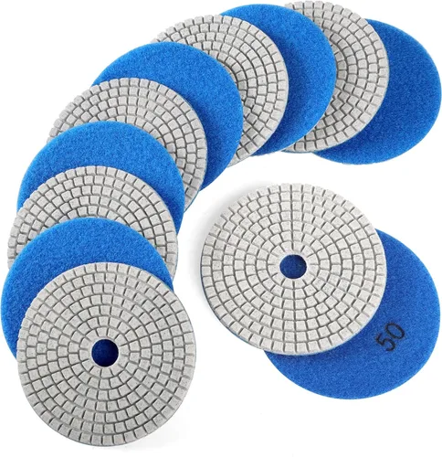 Vista 14 de Almohadillas de Pulido de Diamante de 5 Pulgadas con Almohadillas de Respaldo de Gancho y Bucle de 5/8"-11, Kit de 10 Piezas de Herramientas