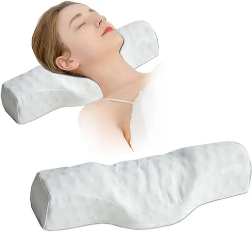 Vista 9 de Almohada cervical para el cuello para aliviar el dolor de dormir, almohada cervical de espuma viscoelástica para aliviar el dolor de cuello rígido