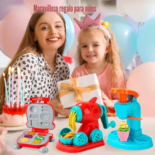Vista 8 de SOCBTNSO Juego de masa 3 en 1, 59 piezas para niños de 4 a 8 años, kit de herramientas de masa con máquina para hacer helados, fideos