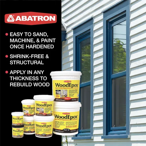 Vista 3 de Abatron WoodEpox Kit - 12 oz - Relleno adhesivo epoxi estructural de 2 partes - Masilla de relleno de madera Repara madera dañada, fácil de usar