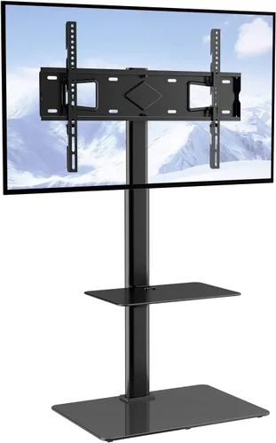 Vista 10 de VEVOR Soporte universal para TV de 32 a 55 pulgadas, soporte giratorio de altura ajustable con base de vidrio templado para dormitorio, sala de estar