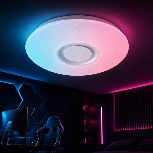 Vista 13 de Lámpara de techo con música WiFi mejorada con altavoz Bluetooth y control WiFi inteligente estrella de 15 pulgadas