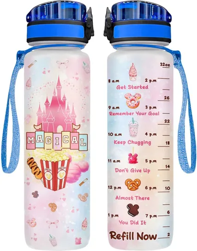 Vista 23 de 34HD Axolotl - Botella de agua de 32 onzas, bonita botella motivacional para mujer, botella de gimnasio con marcador de tiempo, regalo