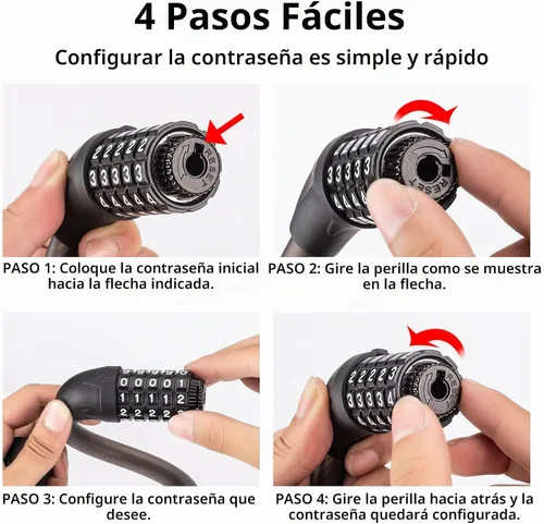 Vista 6 de ROCKBROS - Cable de bloqueo de bicicleta de 5 dígitos ligero antirrobo