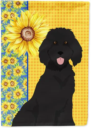 Vista 116 de Caroline's Treasures WDK5313GF Bandera de jardín con diseño de girasoles de verano, color negro y tostado, Airedale Terrier para buzón, bandera