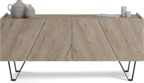 Vista 12 de Mobili Fiver, Emma - Aparador de 4 puertas con patas blancas, roble rústico, fabricado en Italia Madera rústica con patas blancas