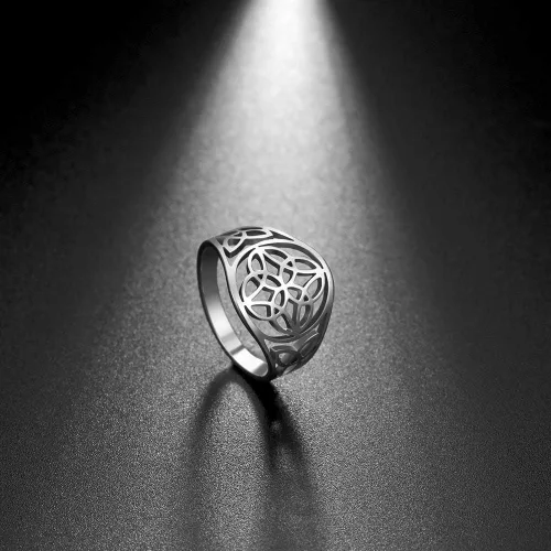 Vista 21 de TEAMER Anillo de nudo de brujas, amuleto celta de acero inoxidable, joyería vintage para mujer