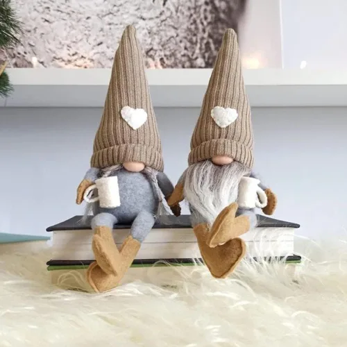 Vista 8 de MALOKI Paquete de 2 gnomos de café, decoración de cafetería, gnomos hechos a mano, gnomos escandinavos suecos Tomte, decoración para el hogar B