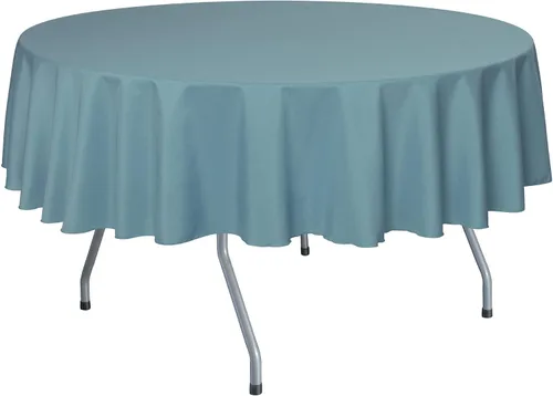 Vista 40 de Ultimate Textile Mantel redondo de lino de poliéster de 84 pulgadas, color azul marino