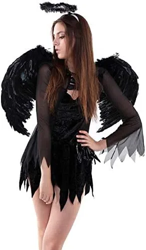Vista 2 de Alas de ángel de plumas, disfraz de Navidad, Halloween, despedida de soltera, fiesta de noche