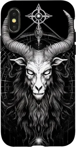 Vista 4 de iPhone 15 Baphomet Ocultista espeluznante gótico cabeza de cabra Satánico Diablo caso