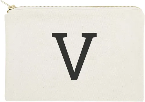 Vista 17 de The Cotton & Canvas Co. Bolso cosmético moderno personalizado del monograma y bolso del maquillaje del viaje, Negro, A