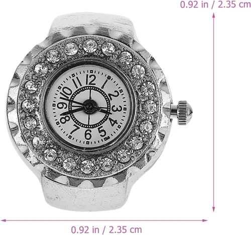 Vista 2 de Hemobllo Trend Fashion - Reloj de anillo para mujer, decoración de dedo de diamante, anillo