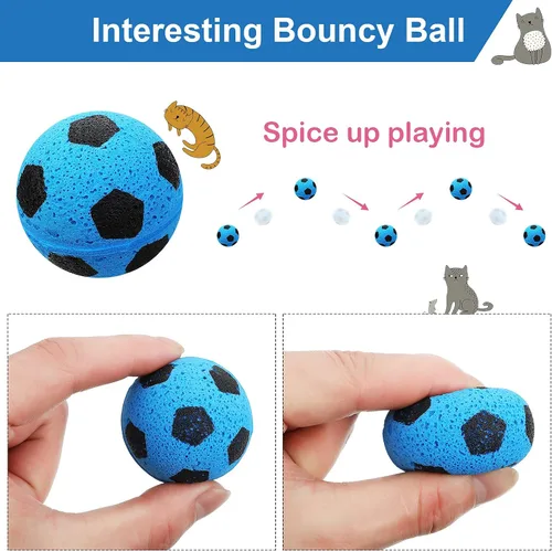 Vista 4 de Skylety Pelotas de fútbol para gatos, 32 unidades, esponja de espuma, para gatos interactivos, juguete de fútbol, pelota deportiva para gatito