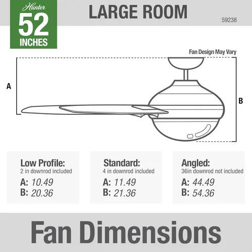 Vista 17 de Hunter Ronan - Ventilador de techo para interiores, 52 pulgadas, blanco