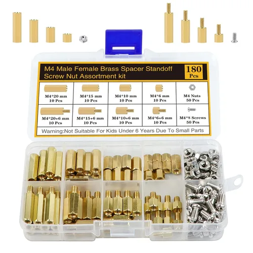 Vista 12 de Kit de 400 Piezas de Separadores y Tornillos y Tuercas M2 para Placa Base, Separadores Espaciadores de Latón Hexagonales Macho-Hembra, Tornillos