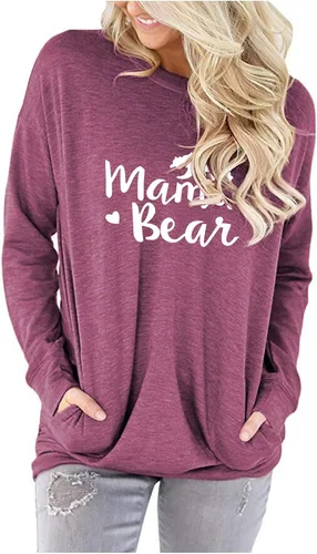 Vista 2 de onlypuff Sudaderas tipo túnica con estampado de bolsillo para mujer