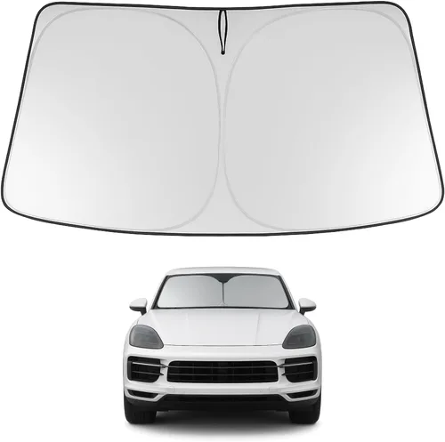 Vista 232 de Proadsy Parasol para parabrisas Rivian R1S 2022-2025 2026 de 4 capas plegable, protector de parasol frontal que bloquea los rayos UV, mantiene