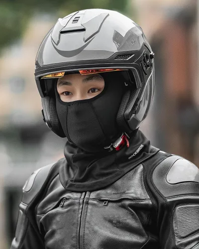 Vista 4 de ROCKBROS Forro para casco con agujeros para gafas, gorro térmico para debajo del casco, gorro para motocicleta, casco de bicicleta
