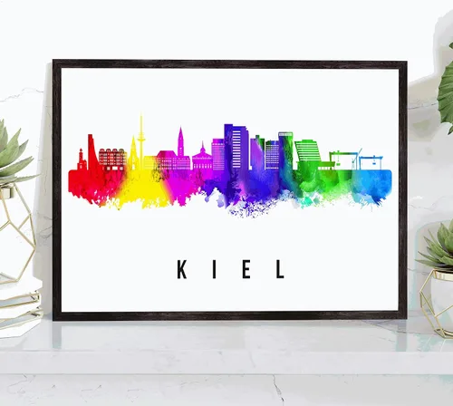 Vista 30 de Póster de Amsterdam Skyline Netherlands, pintura de paisaje urbano e impresión de monumentos, decoración para el hogar, oficina, 12 x 18 pulgadas