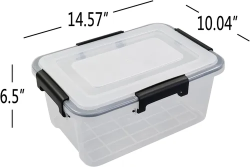 Vista 2 de Morcte Paquete de 6 cajas de almacenamiento transparentes con tapa de sellado de junta, caja de juntas de plástico de 12 cuartos de galón con cierre