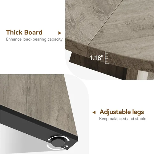 Vista 7 de GarveeHome Juego de mesa de comedor redonda grande de 47 pulgadas para 4 a 6, mesa de comedor de granja con parte superior y patas de madera