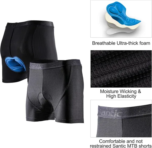 Vista 5 de Santic Coolmax - Pantalones cortos de ciclismo de montaña para hombre coolmax, ligeros