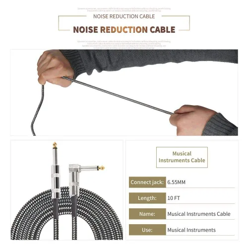 Vista 3 de SUNYIN Cable de amplificador de guitarra de 20 pies con adaptador, guitarra eléctrica a amplificador, estéreo de 0.138 in y 0.256 in, 4 púas
