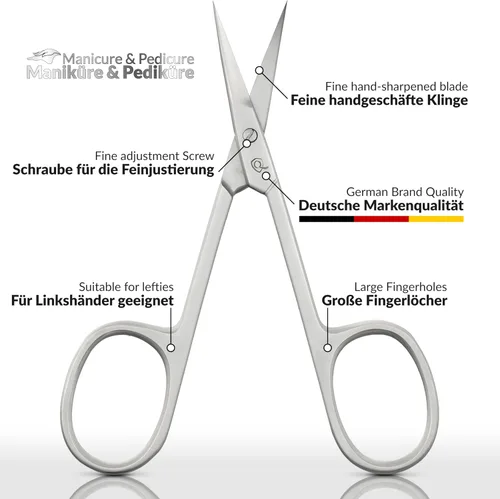 Vista 2 de marQus Tijeras curvadas para cutículas, acero inoxidable de precisión para manicura y pedicura, cuidado de cejas y pestañas, extra afiladas