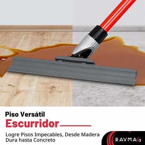 Vista 3 de Escobilla de Piso de Silicona con Mango Largo de 55 Pulgadas, Hoja de Silicona Fundida Única de 12 Pulgadas, Junta Giratoria de 360° - Escobilla