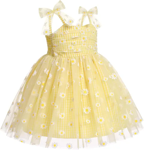 Vista 2 de IMEKIS Toddler Baby Girl Birthday Princess Dress Shiny Confetti Boho Rainbow Cake Smash Photo Shoot Outfit for 1-6T