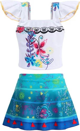 Vista 2 de COTRIO Trajes de baño para niñas, traje de baño de 2 piezas, Mirabel, Isabella, bikini Dolores, tankini Madrigal, traje de baño de aventura familiar