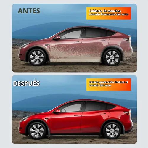 Vista 5 de Tesla Model 3 - Juego de 4 guardabarros sin perforación, protectores contra salpicaduras color negro, para Tesla Model 3 2017-2023 (fibra de carbono)