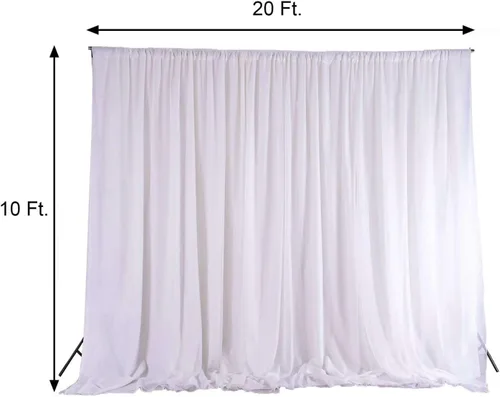 Vista 3 de Efavormart - Telón de fondo de gasa de poliéster de doble capa marfil de 20ftx10ft con bolsillos para barra Efavormart
