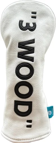 Vista 5 de Funda de cuero PU para driver y madera de calle - Blanco con negro, accesorio de golf premium