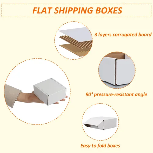 Vista 3 de HORLIMER - Cajas de envío de 4 x 4 x 2 pulgadas, conjunto de 25, caja de cartón corrugado blanca para envíos por correo de literatura