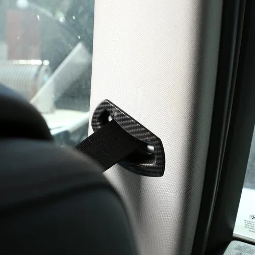 Vista 5 de YIWANG Cubierta para cinturón de seguridad de asiento de coche ABS cromado para BMW X3 E83 2006-2010 Accesorios interiores (fibra de carbono)