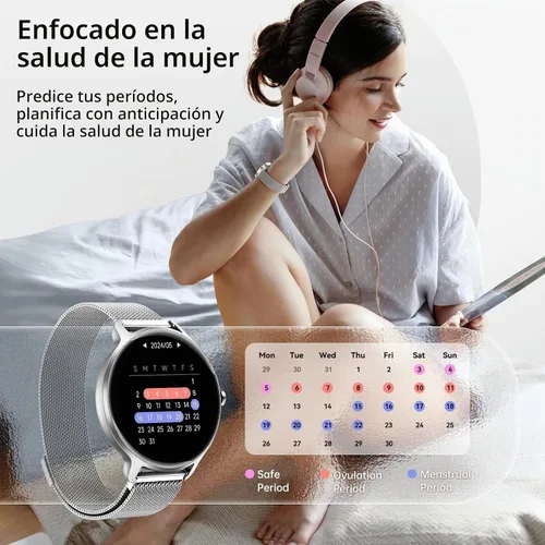 Vista 5 de [Usado] Reloj inteligente para mujer, pantalla AMOLED de 1.27 pulgadas con respuesta/llamada para iPhone/Android/Samsung, rastreador de actividad