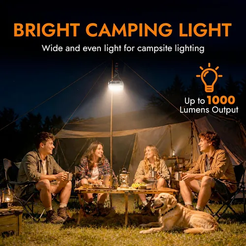 Vista 2 de WARSUN Linterna solar recargable, linterna LED de campamento de 1000 lúmenes, luz esencial de campamento, linterna de emergencia portátil de larga