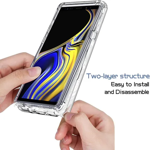 Vista 4 de Funda para Galaxy Note 9, Samsung Note 9 N960U con protector de pantalla de vidrio templado, patrón de mandala transparente, funda protectora