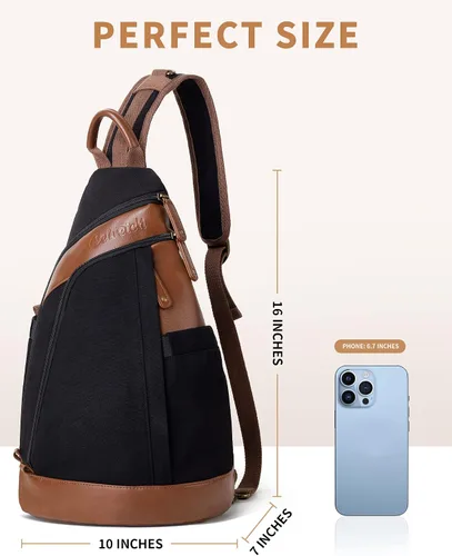 Vista 2 de Celvetch Sling Bag for Men - Canvas Sling Backpack Mens Crossbody Bag Large Shoulder Bag for Work