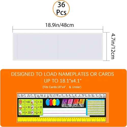 Vista 2 de 36 bolsillos para placa de identificación, 18.9 x 4.7 pulgadas, sin residuos, autoadhesivos, impermeables, fáciles de usar y quitar, a prueba