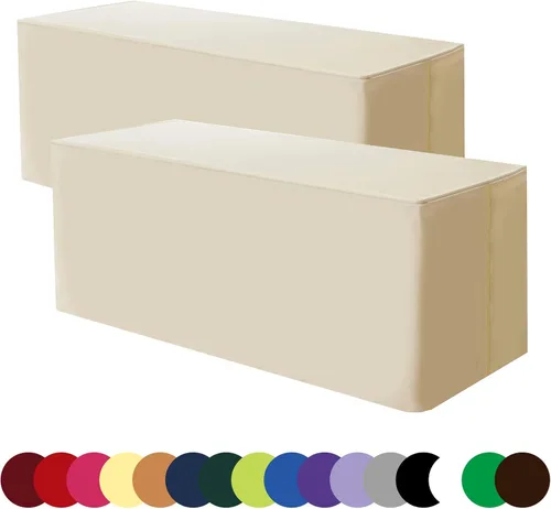 Vista 11 de BLACK-4FT Mantel ajustado cubiertas de mesa para mesas rectangulares de 4 pies - Resistente al agua, lavable, tela de poliéster, manteles