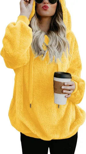 Vista 64 de Century Star Sudadera deportiva mullida de vellón con capucha para mujer de talla extragrande con bolsillos