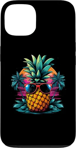 Vista 7 de iPhone 16 Vintage Pineapple With Sunglasses 70s 80s Vaporwave Hawaiian Case