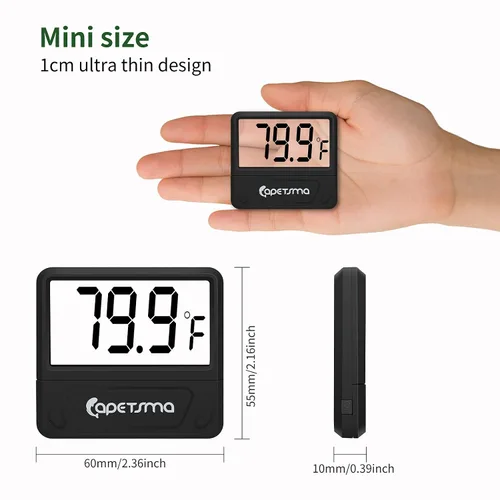 Vista 2 de capetsma Termómetro de acuario Termómetro digital para pecera, termómetro de reptil preciso Medidor de temperatura con pantalla LCD grande