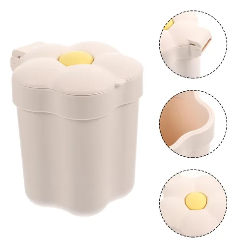 Vista 6 de Cabilock Mini botes de basura, en forma de flor, plástico, blanco, capacidad de 1.5 galones, basura de reciclaje, papelera de oficina