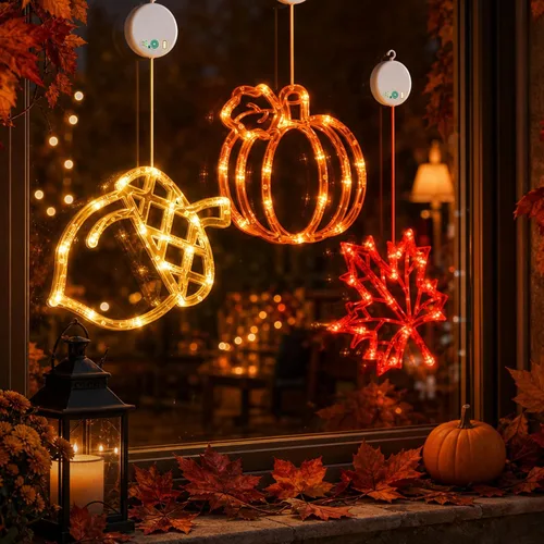 Vista 3 de LOLStar Acorn Maple Leaves Pumpkin Thanksgiving Lights, 3 Pack Rechargeable