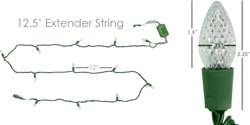 Vista 5 de 1101950 Luces habilitadas para la aplicación, cadena extensor C7 con 12 luces LED RGB y cable verde
